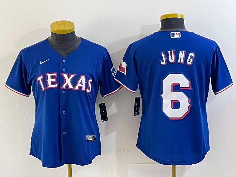 Womens Texas Rangers #6 Josh Jung Blue Stitched MLB Cool Base Nike Jersey
